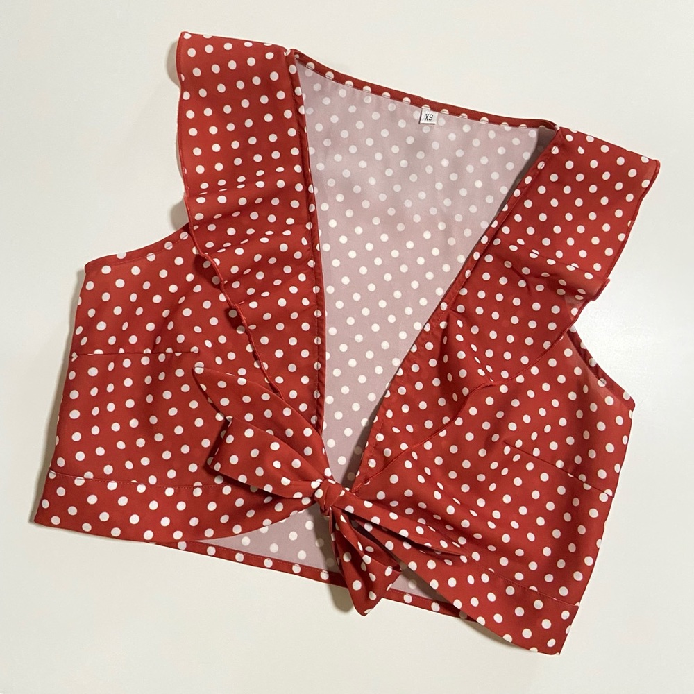 Vintage Tie-Front Ruffled Top